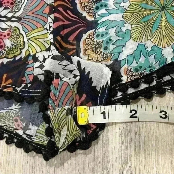 H&M Sheer Swim Cover Shorts Lace Trim Floral Paisley Print 1” Inseam Size M - Picture 7 of 7